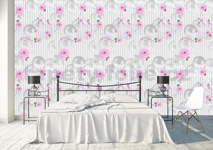 Samolepiace tapety 45 cm x 10 m IMPOL TRADE 9455 kvety s perlami Samolepiace tapety