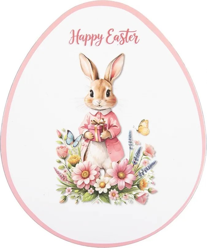 Dekoračný plastový veľkonočný tanier v tvare vajíčka Happy Easter - 35*29*1 cm