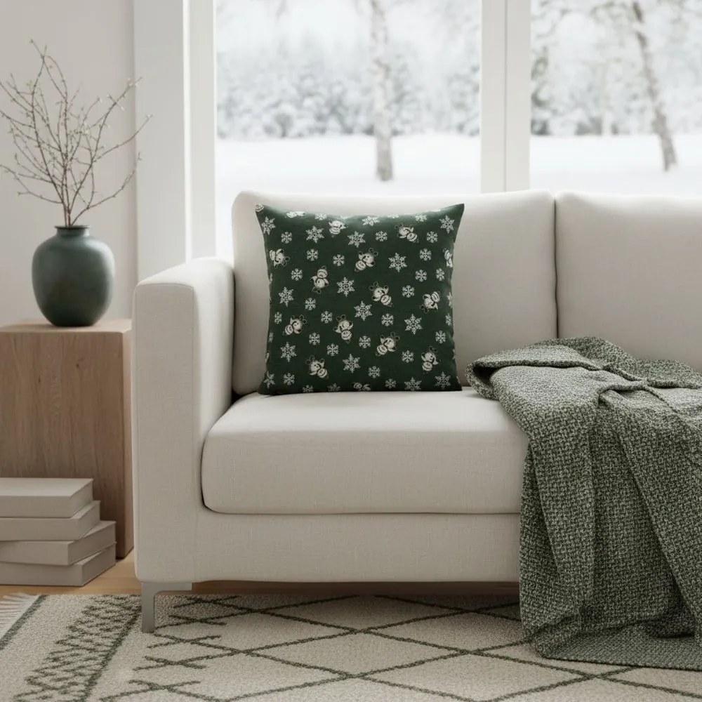 Polášek Obliečka na vankúšik so zimnými motívmi - Snehuliak | 50 x 50 cm