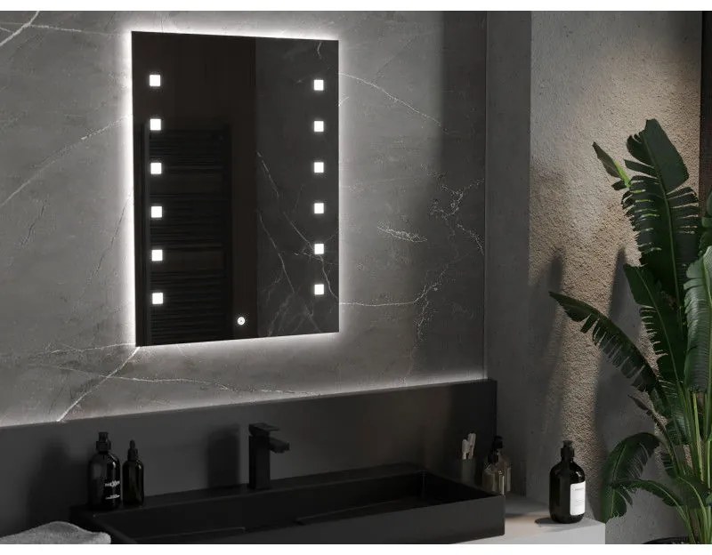 Mexen Ner, LED kúpeľňové zrkadlo s podsvietením 60x80 cm, 6000K, ochrana proti zahmlievaniu, 9809-060-080-611-00