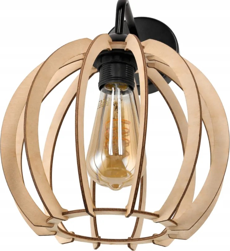 Nástenné LED svietidlo 1x E27 LOFT edison nad zrkadlo drevená guľa