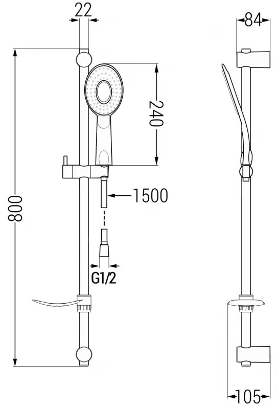Mexen sprchový set DF73, čierny, 785734582-70