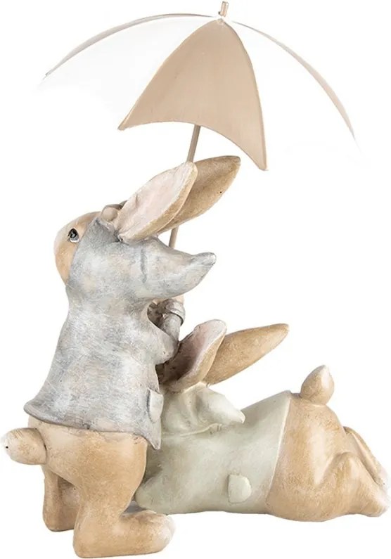 Dekorácia zajačikovia pod dáždnikom - 19*16*23 cm