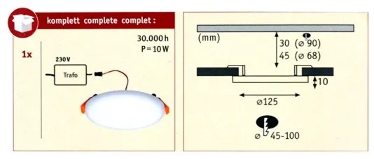 Paulmann 92388 - LED/8,5W IP44 Kúpeľňové podhľadové svietidlo VARIFIT 230V