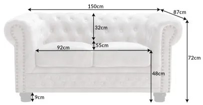 Sedacia súprava 42311 Chesterfield 2-sedenie Zamat Champagner  - Komfort-nábytok