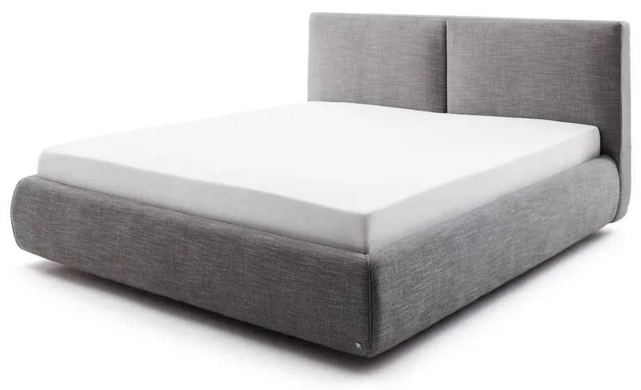 Tmavosivá čalúnená dvojlôžková posteľ s úložným priestorom s roštom 180x200 cm Atesio – Meise Möbel
