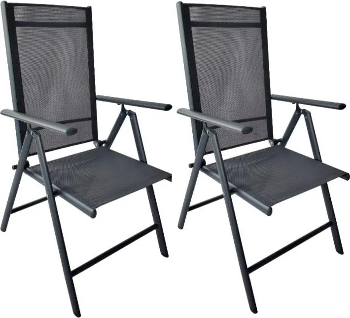 TRENDIE Záhradné stoličky s polohovateľným operadlom sada 2ks sivé