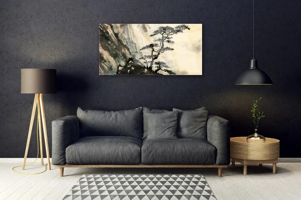 Skleneny obraz Maľovaný strom umenie 125x50 cm