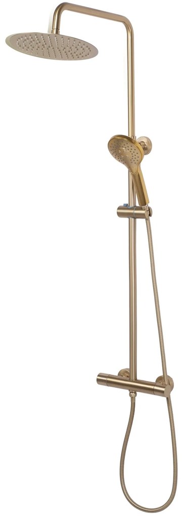 Rea Vincent, sprchový set s termostatickou batériou a dažďovou hlavicou 25cm, zlatá matná, REA-P6602