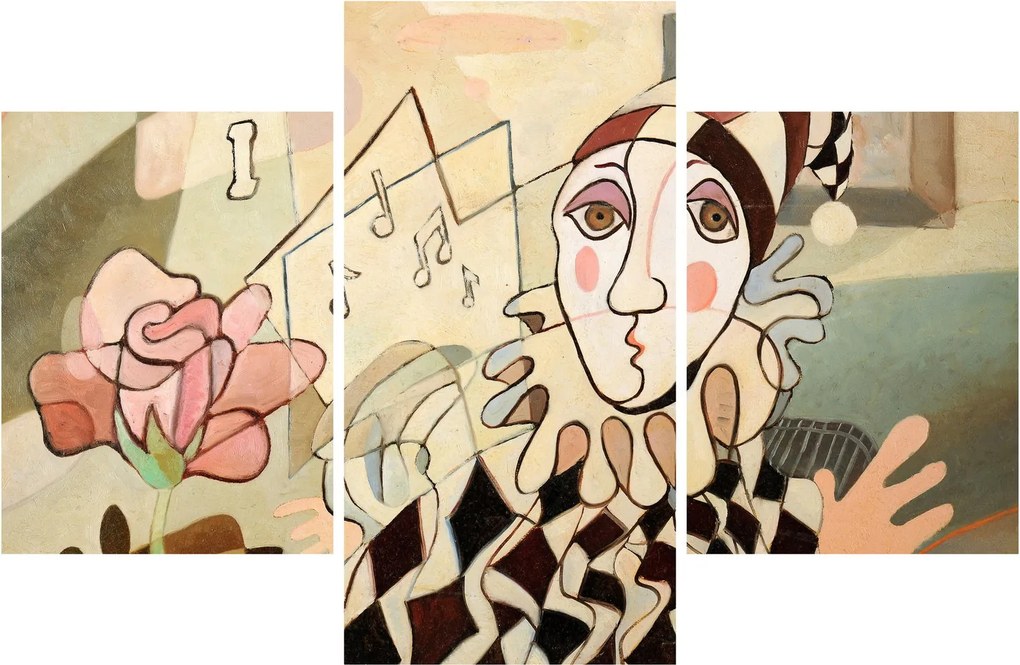 Obraz - Kubizmus - harlequin and rose (90x60 cm)