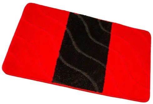 Sada kúpeľňových koberčekov FIORI červená / čierna, pruhy / vlny