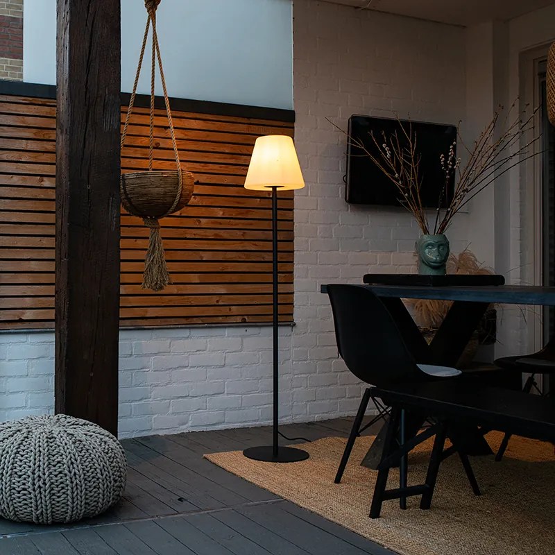 Vonkajšia stojaca lampa čierna s bielym tienidlom IP65 25 cm - Virginia