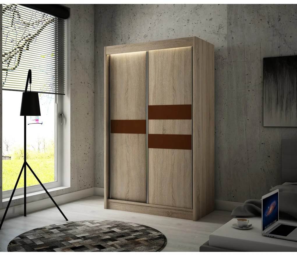 Kvalitná Šatníková Skriňa Arrow 120 cm Čierny Mat/Biely Mat Čierna