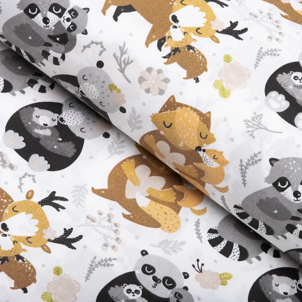 Biante Detský vankúš valec bonbon Sandra SA-223 Zvieratká s mláďátkami 15x100 cm