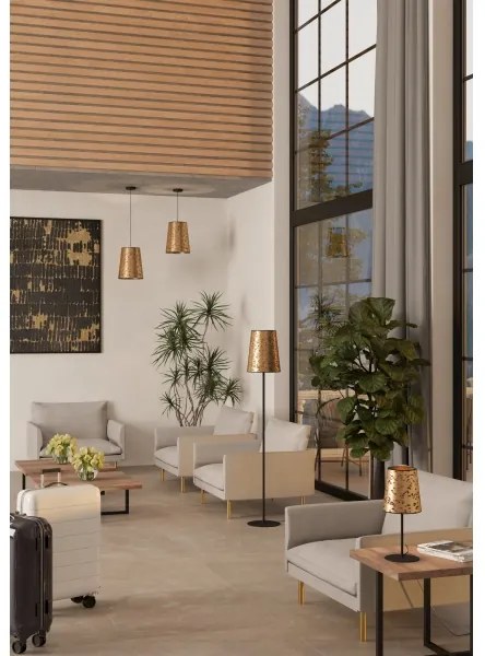 Eglo 390292 - Luster na lanku CASTUERA 1xE27/25W/230V zlatá/ružová