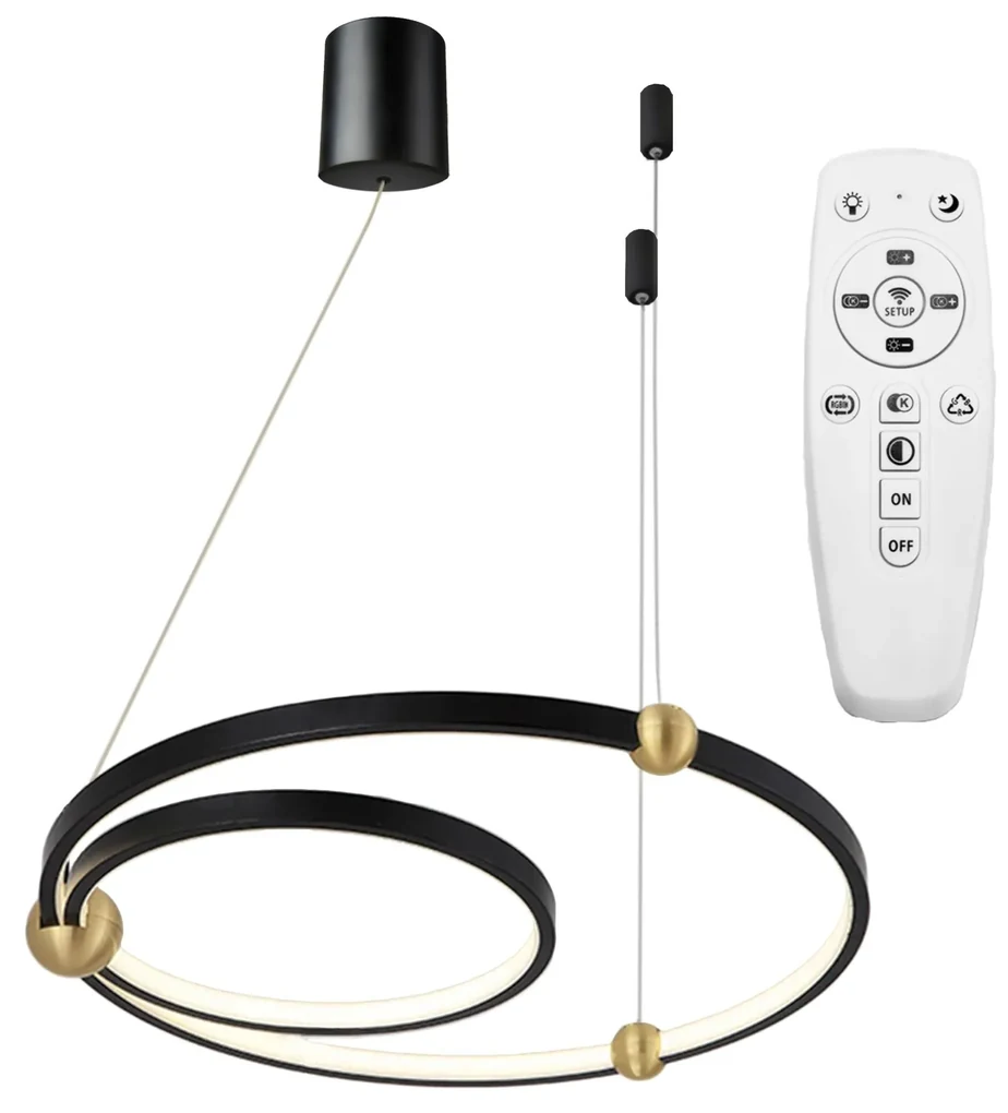 Toolight Toolight, LED závesné svietidlo Black Ring + diaľkové ovládanie APP692-30-50, čierna, OSW-06095
