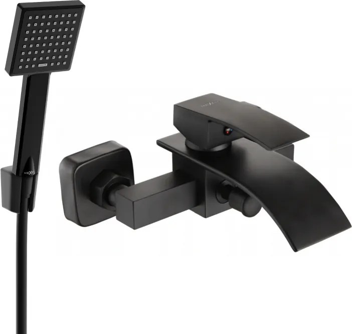 Mexen Aries R45 vaňová batéria so sprchovým setom, čierna - 74483R45-70