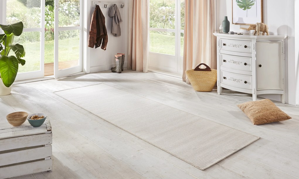 BT Carpet, Behúň Nature 103531 Cream White – na von aj na doma, 80x450, biela, chodba / predsieň