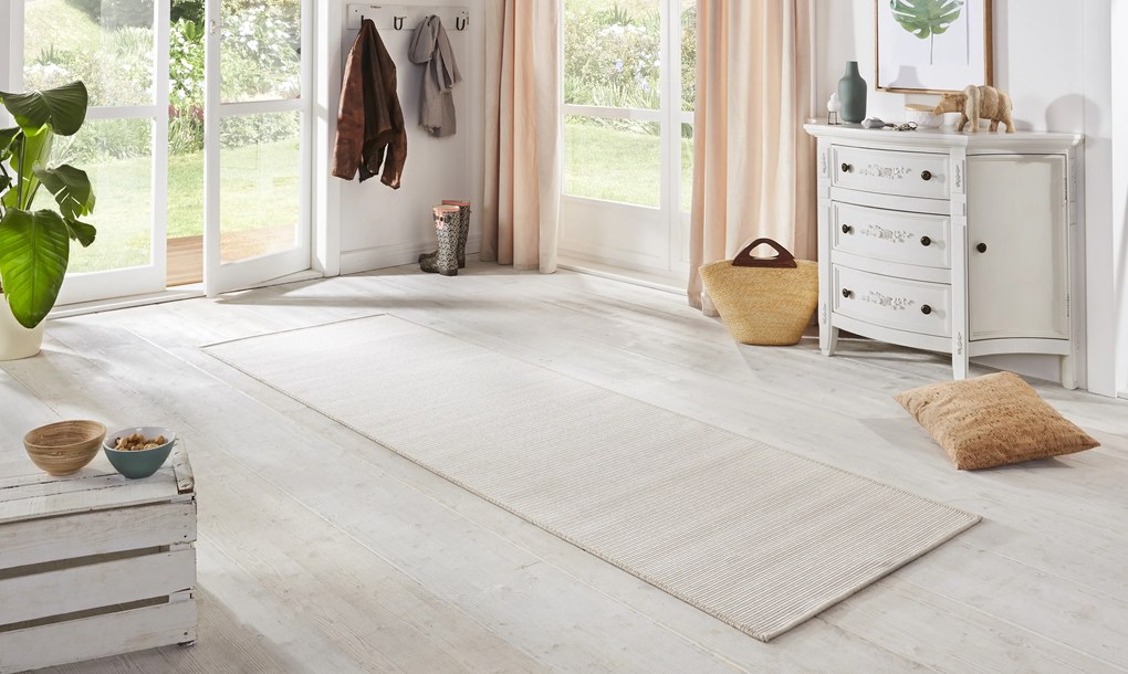 BT Carpet - Hanse Home koberce Behúň Nature 103531 creme white – na von aj na doma - 80x450 cm