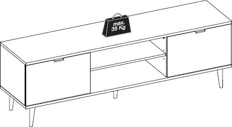 TV skrinka Göteborg, biela / dub sonoma