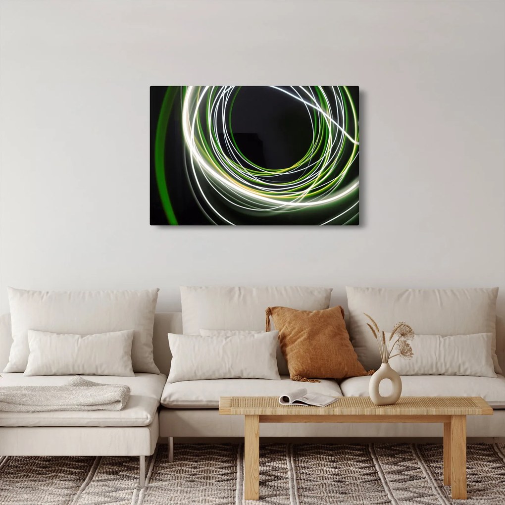 Obraz zelených čiar (90x60 cm)
