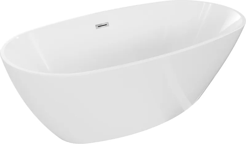 Mexen Eris, voľne stojaca vaňa 180 x 95 cm, biela, chrómový prepad, 53441809500-01