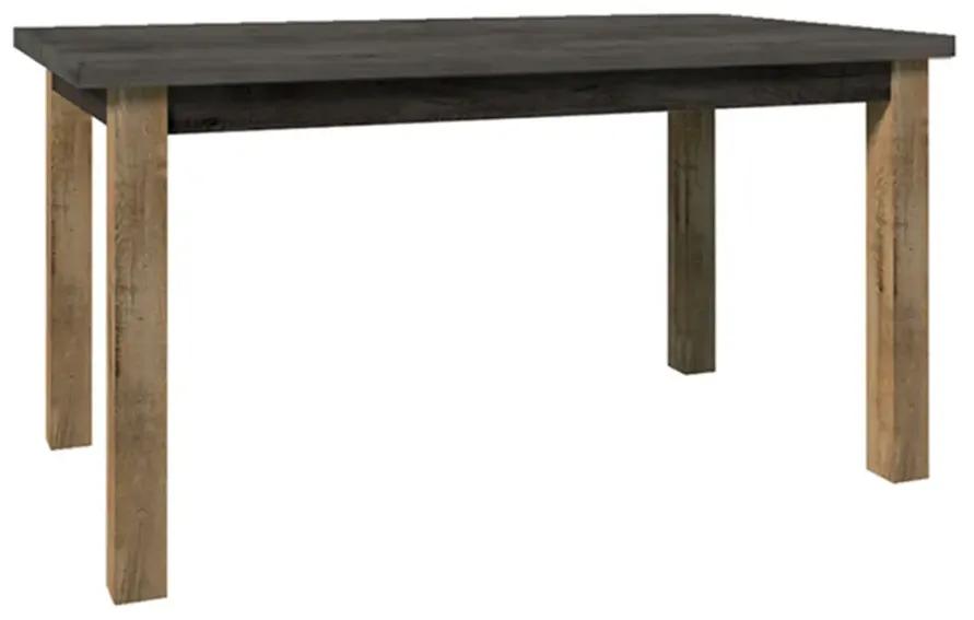 Jedálenský stôl, rozkladací, dub lefkas tmavý/smooth sivý, 160-203x90 cm, MONTANA STW