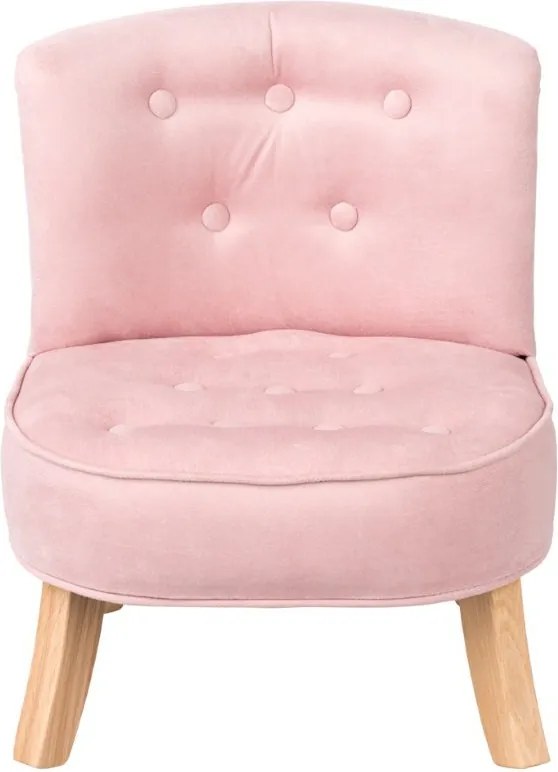 Detské kreslo velvet ružové 17 cm Drevo