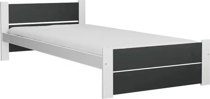 Posteľ IKAROS DOUBLE 80 x 200 cm, antracit/biela Rošt: S lamelovým roštom, Matrac: Matrac Deluxe 10 cm