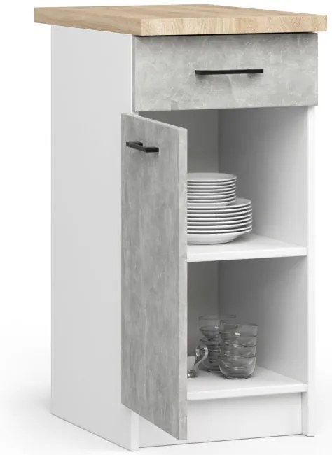 Spodná kuchynská skrinka s doskou OLIWIA S40 SZ1 biela / betón