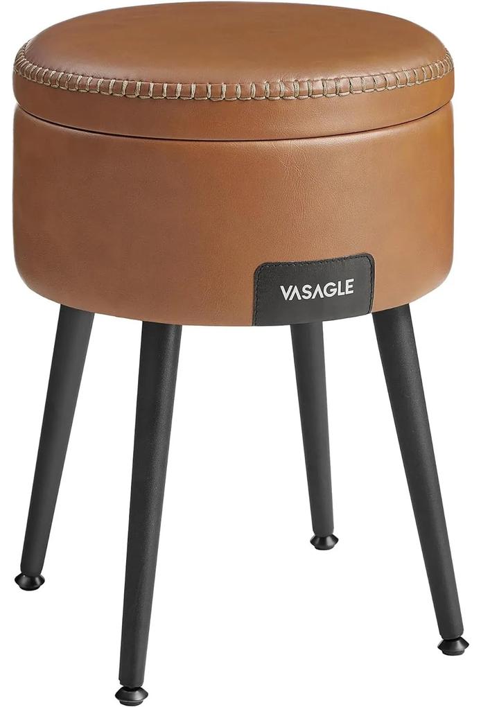 EKHO taburetka, odkladací stolík s úložným priestorom, syntetická koža, karamelovo hnedá