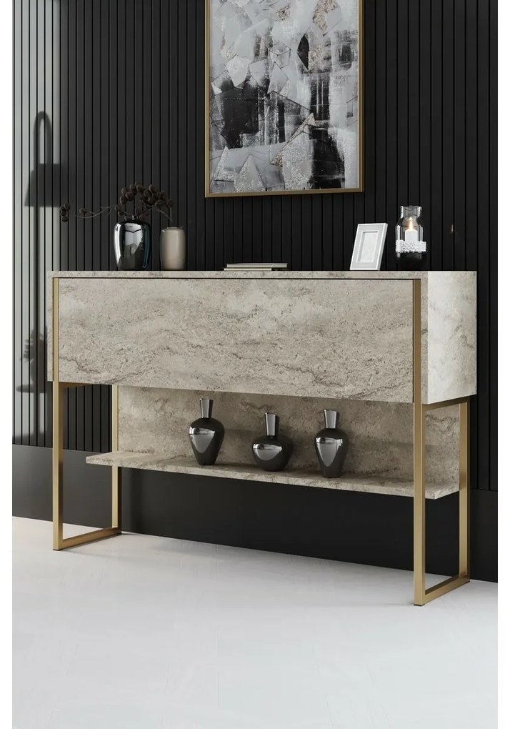 Komoda Luxe Travertine and Gold