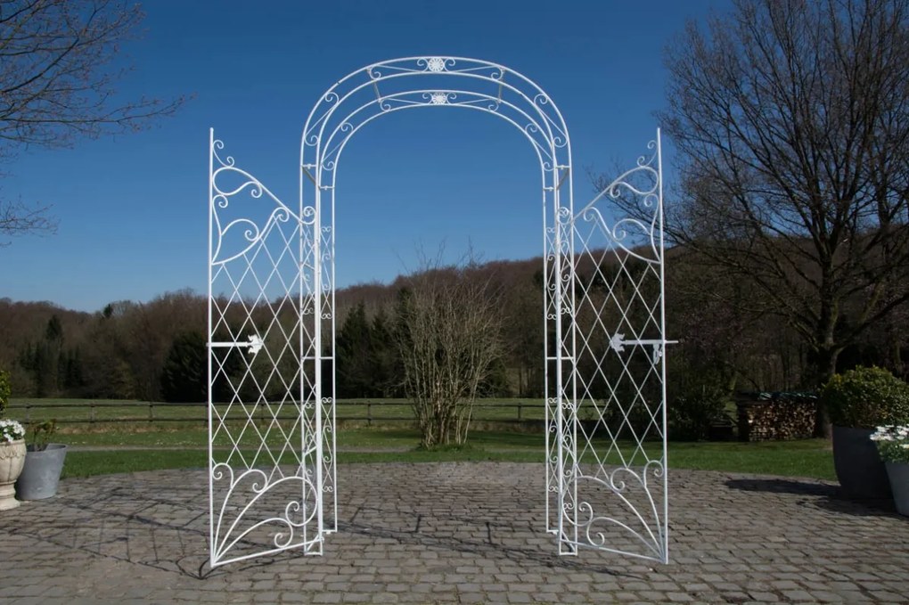 Oblúk na ruže Mel s bránkou - Biela