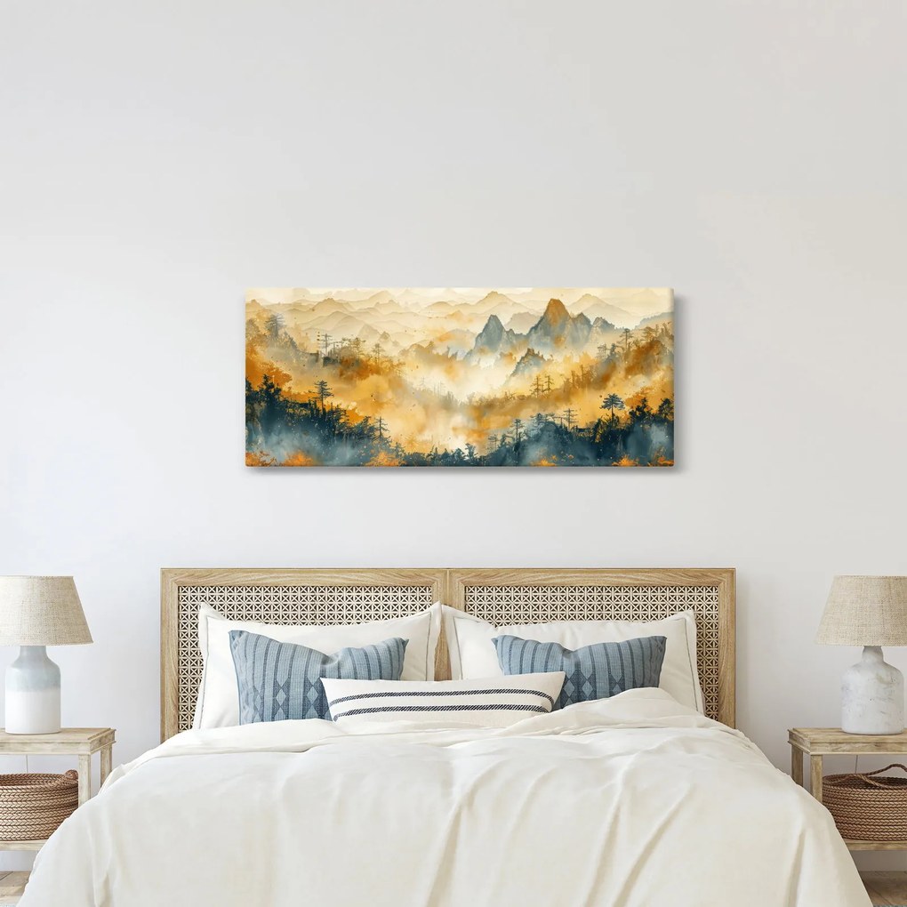 Obraz - Pohorie, akvarel (120x50 cm)