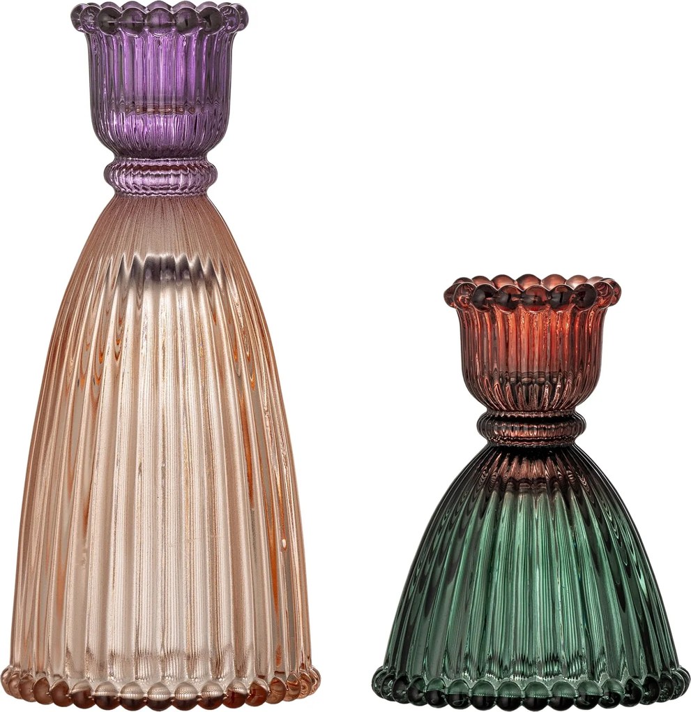 Bloomingville Sklenený svietnik Shilo Multi – sada 2 ks