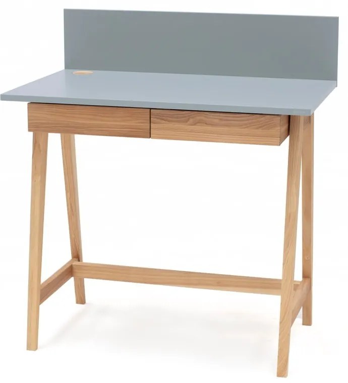 Sivý písací stôl s podnožím z jaseňového dreva Ragaba Luka, dĺžka 85 cm