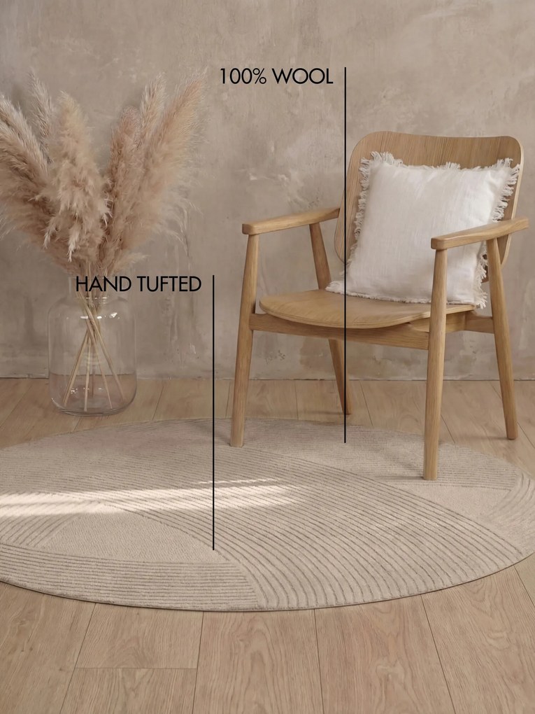 Ted Baker, Kusový koberec Ted Baker Kensington 106400 Beige kruh, 200x200, béžová, kancelária