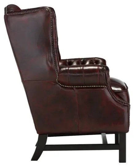 furniture-nabytek.cz - Masívne kreslo Chesterfield Kingsfield z pravej kože, hnedé – 89×79×104 cm
