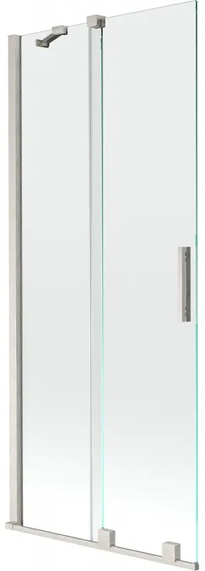 Mexen Velar, 2-krídlová posuvná vaňová zástena 85 x 150 cm, 8mm číre sklo, brúsená oceľ, 896-085-000-01-97