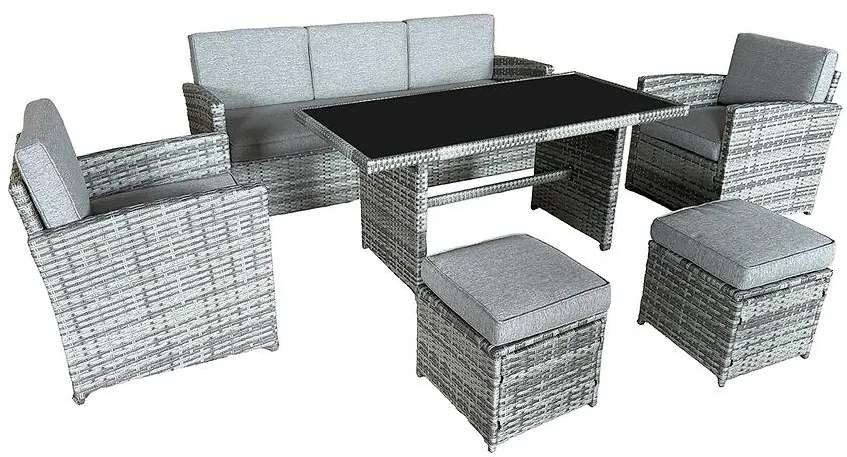 Komplet technoratanový Napoli šedá