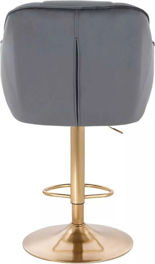 LuxuryForm DESIGN Barová stolička AVOLA VELUR na zlatom tanieri - tmavo šedá