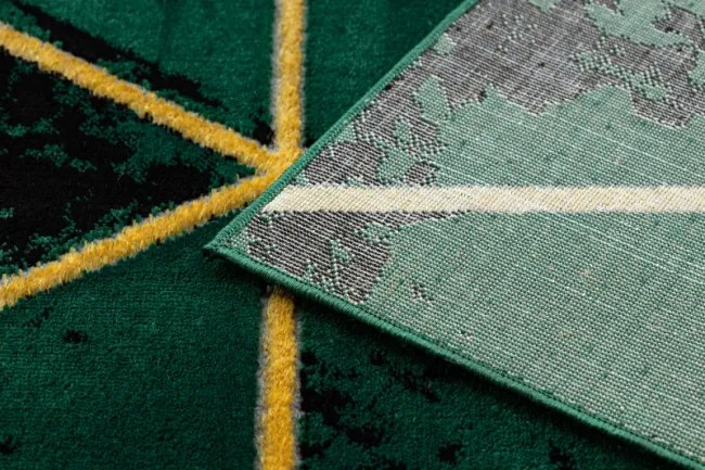 Koberec EMERALD exkluzívny 1020 glamour, styl marmur, trojuholníky fľaškovo zelený / zlatý