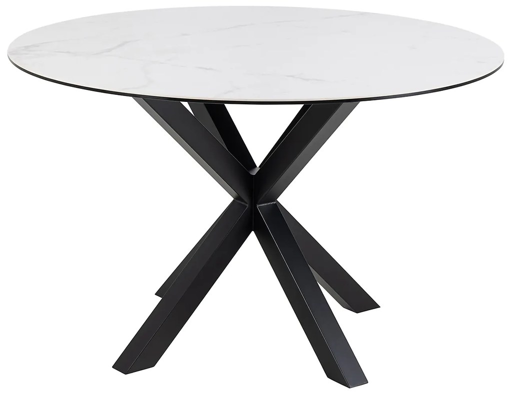 Jedálenský okrúhly stôl Heaven 120 cm biely mramor/čierny