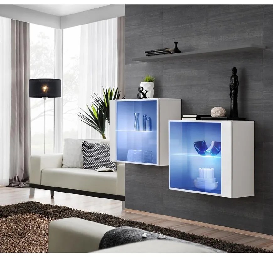 Komoda+Polička Switch Sb III Led Biely/Grafit