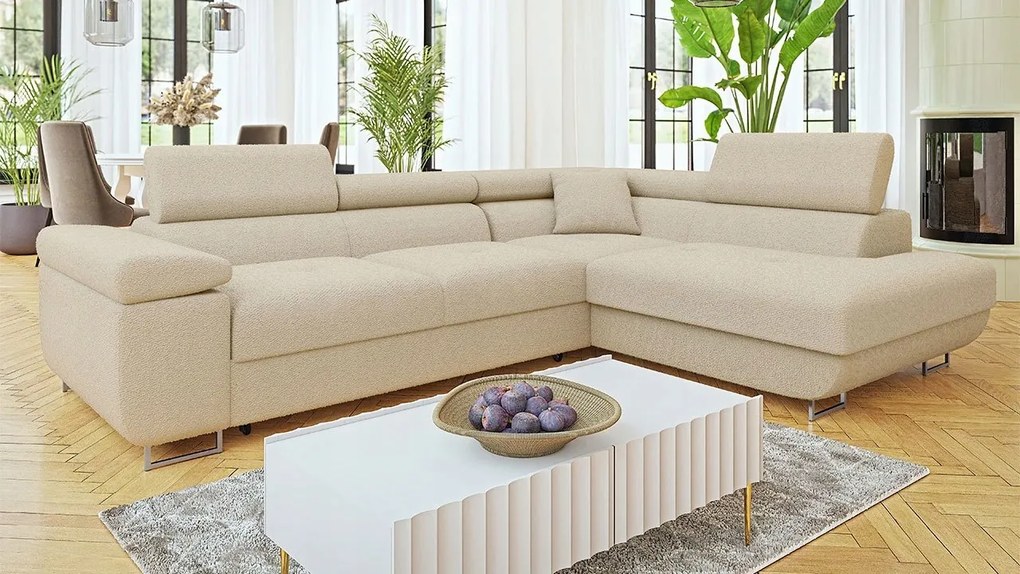 Rohová sedačka Terazuro Premium (svetlobéžová) (s úl. priestorom) (p)