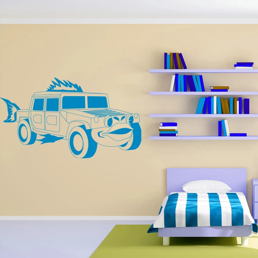 Veselá Stena Samolepka na stenu na stenu Detské autíčko Jeep Farba: černá