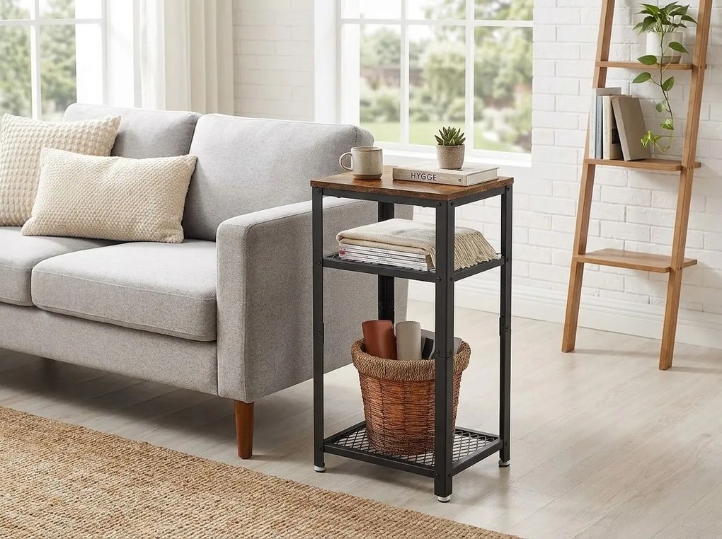Odkladací stolík ZENVIRO 40 x 30 cm, hnedá/sivá