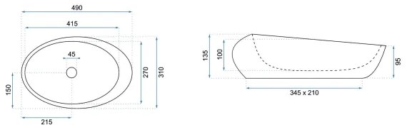 REA-U6650 - Umývadlo na dosku ROXY 31x49 cm keramika/šedá/mramorový dekor