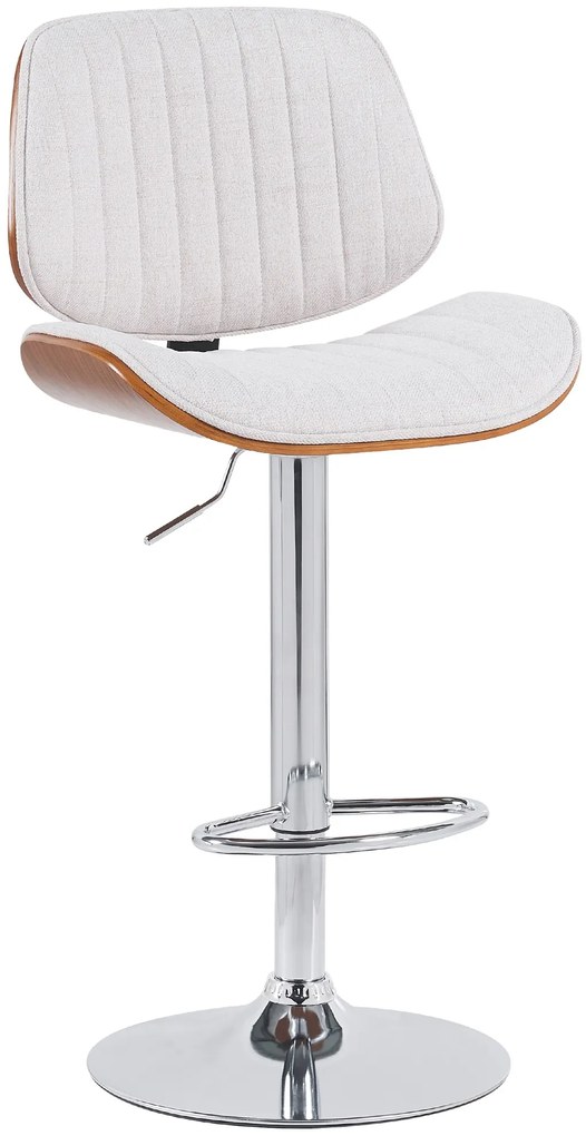 Barová stolička Clawson - látka, chróm rám - orech/krém