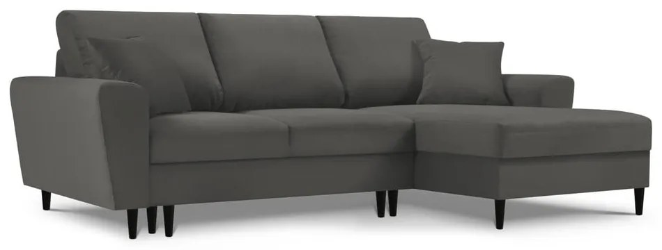 Tmavosivá menčestrová rozkladacia/s úložným priestorom rohová pohovka (pravý roh/s leňoškou) Kyoto – Cosmopolitan Design